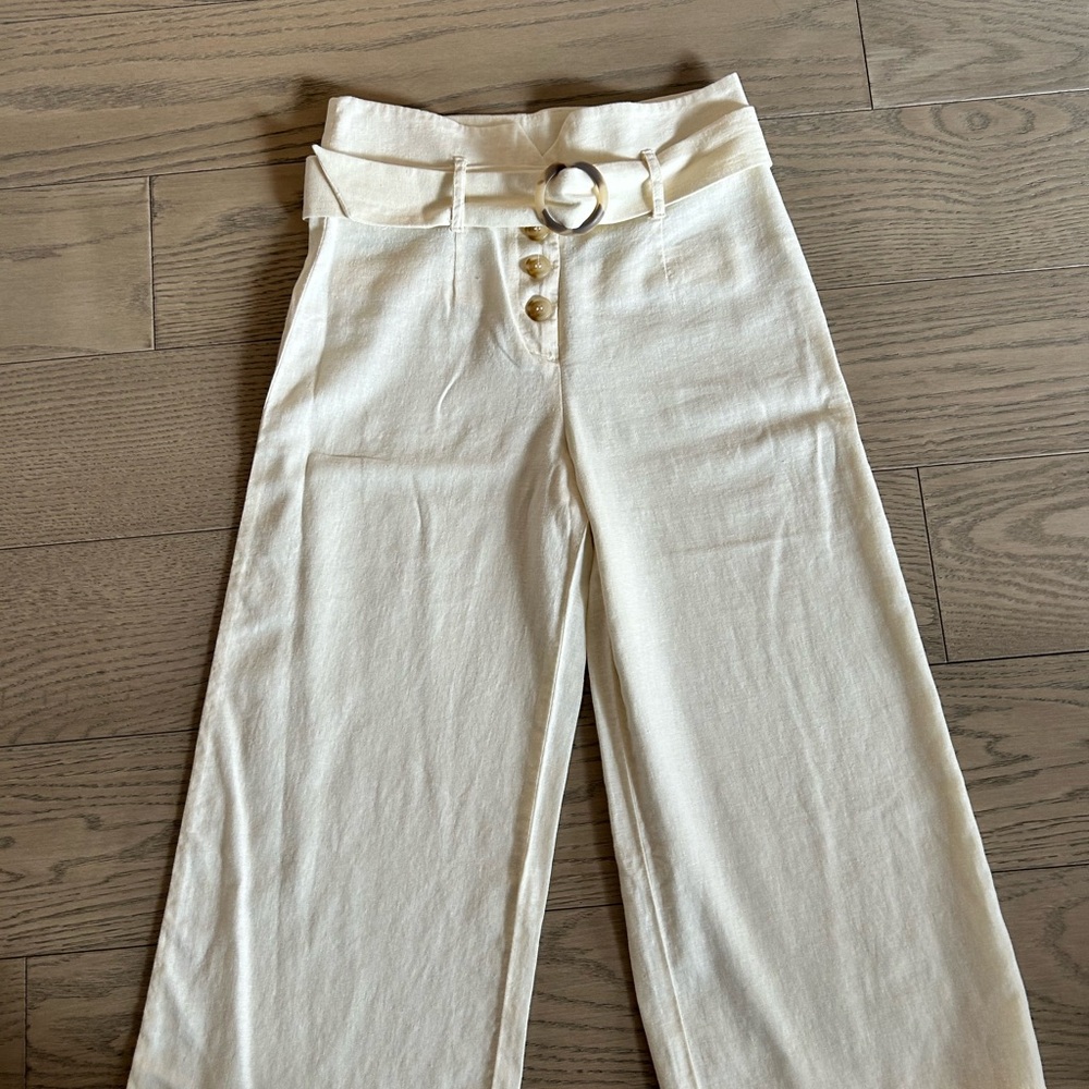 Cropped  High-Waisted Wide-Leg Pants